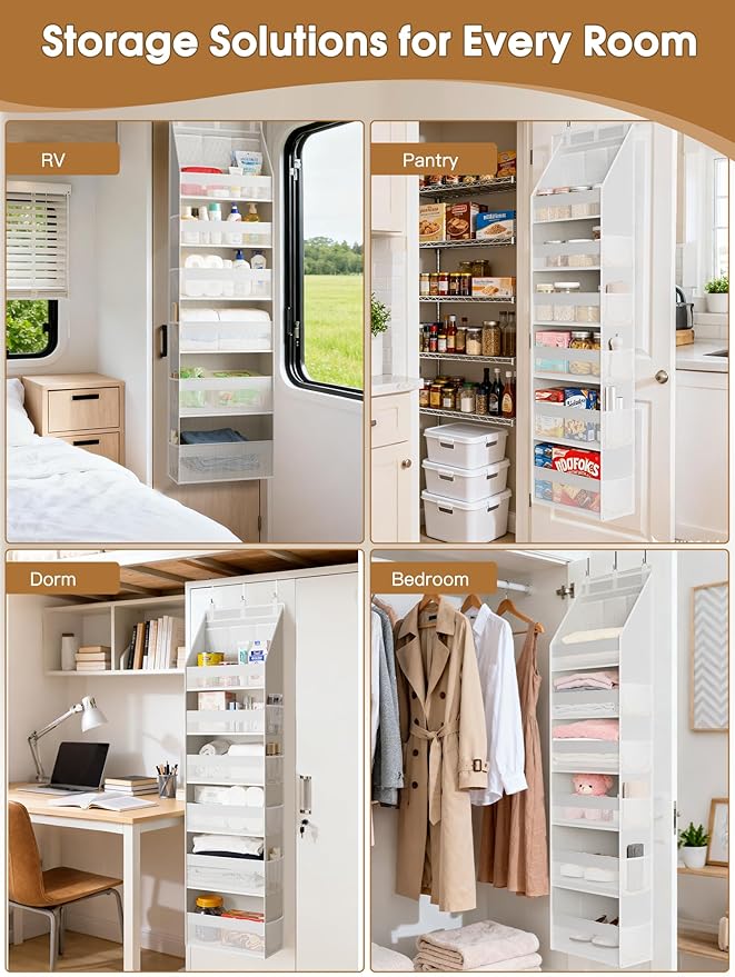 Criusia 2 Pack Over the Door Organizer, Heavy-Duty 6-Shelf Hanging Storage - Image 7