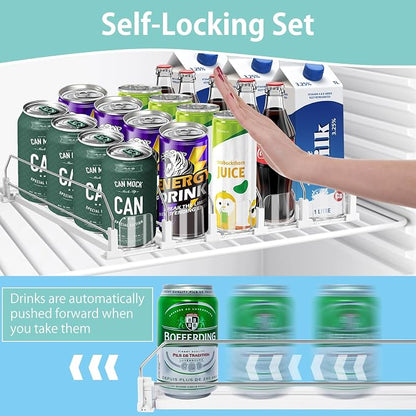 Drink Organizer for Fridge, 5 Row Automatic Pusher Glide, Adjustable Width Soda - Image 3