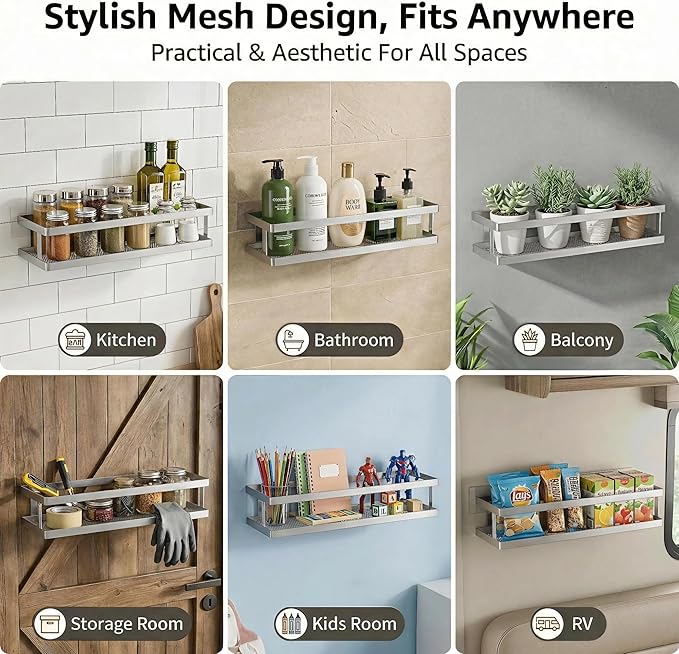 PUSDON 5-in-1 16.5" Extra Long Kitchen Organizer & Shower Caddy Set, Wall Mount - Image 7