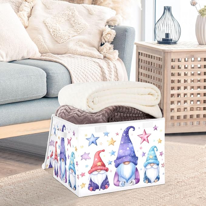 Cute Gnomes Storage Bins with Lids and Carrying Handle, Foldable Storage Boxes - Image 5