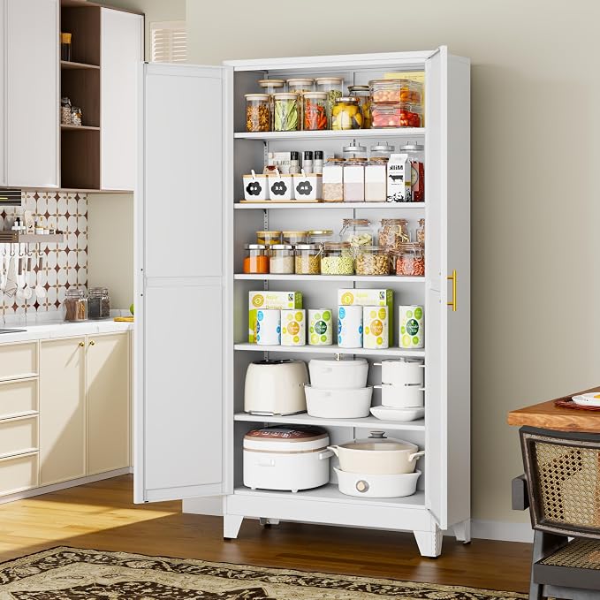 75" White Metal Storage Cabinet - Image 9