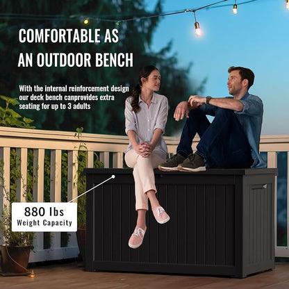 DRATO 280 Gallon Deck Box, Outdoor Large Waterproof Resin Storage Box - Image 7