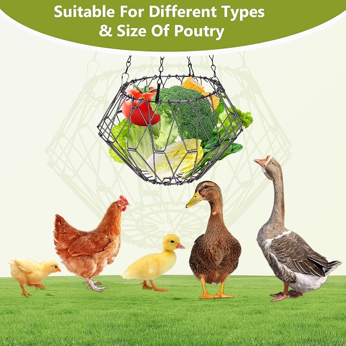 Hanging Chicken Feeder 6.5in, Foldable Poultry Treat Dispenser Ball | Chicken - Image 6