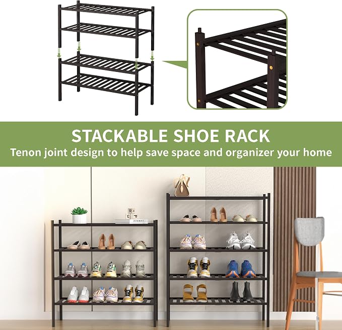 ROMGUAR CRAFT 5 Tier Bamboo Shoe Rack - Image 5