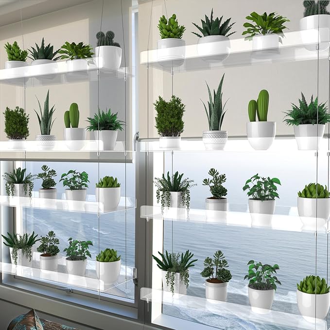 2-Pack Hanging Clear Plant Shelves - Image 2