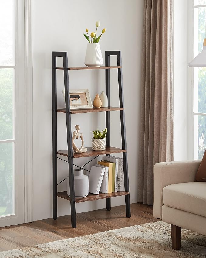 VASAGLE Ladder Shelf, 4-Tier Bookshelf, Storage Rack, Bookcase - Image 4