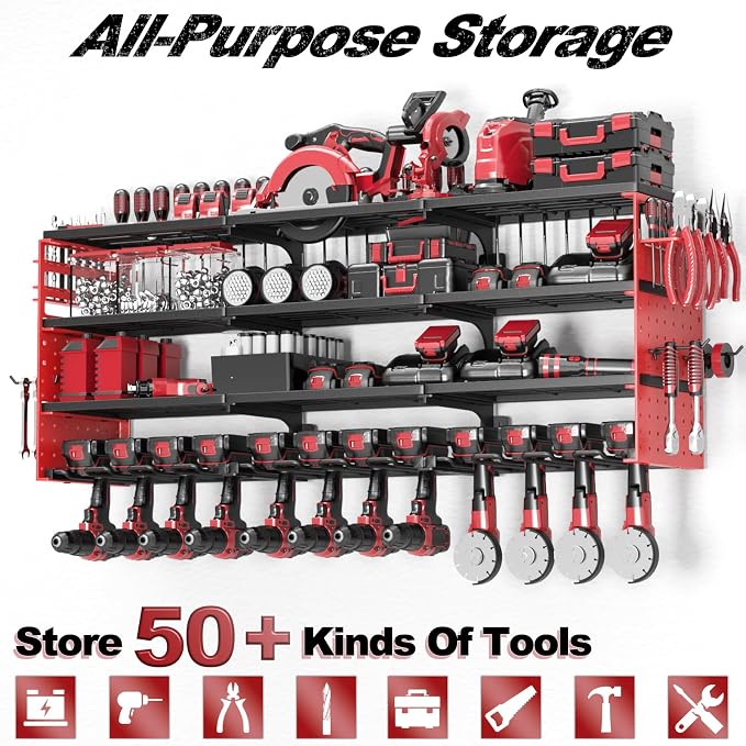 Power Tool Organizer Wall Mount, Cordless Drill Hanger Storage Rack 8 Drill - Image 6