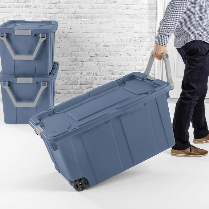 40 Gallon Heavy-Duty Rolling Storage Bins 2-Pack, Leakproof Lid & Latches - Image 7