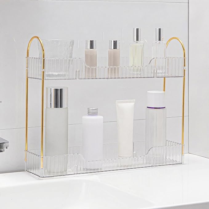 YCIA&DONE 2 Tiers Narrow Vanity Makeup Organizer, Bathroom Organizer Countertop by YCIADONE
