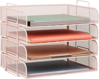 Mind Reader Stackable Paper Tray, Desktop Organizer, File Storage, Metal Mesh by MindReader