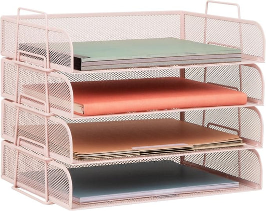 Mind Reader Stackable Paper Tray, Desktop Organizer, File Storage, Metal Mesh by MindReader