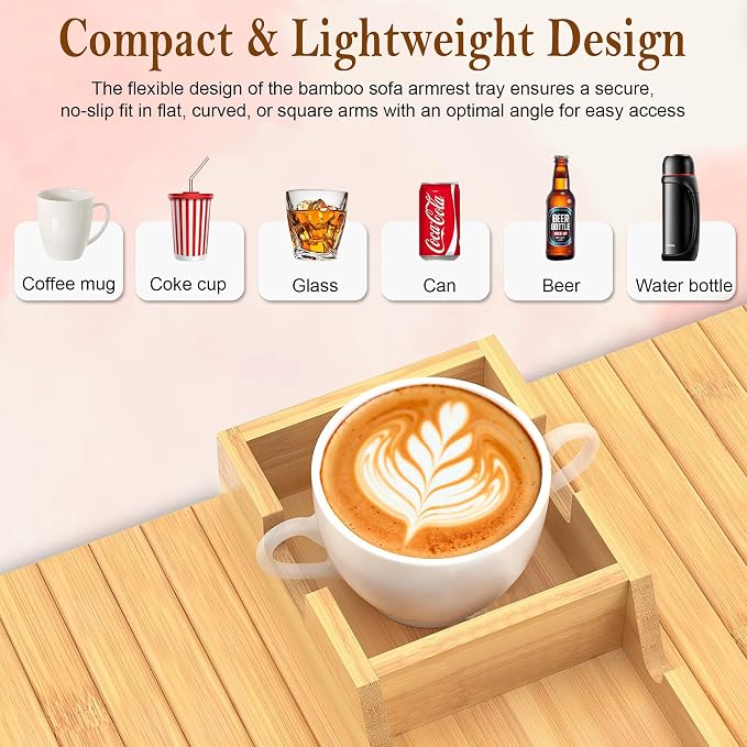 Bamboo Couch Cup Holder for Phone, Remote - Image 5