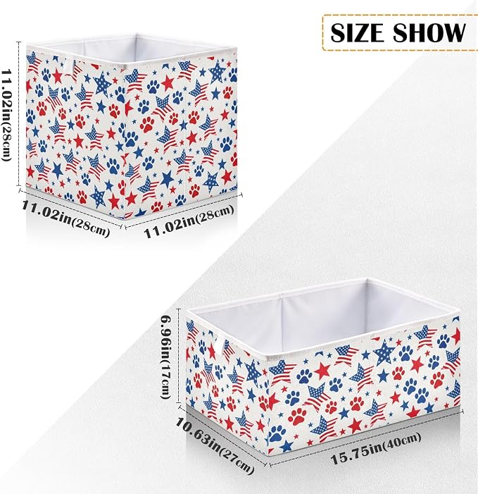 Flag Dog Paw Stars Pattern Closet Organizers Storage Cubes Storage Bins Shelf - Image 3