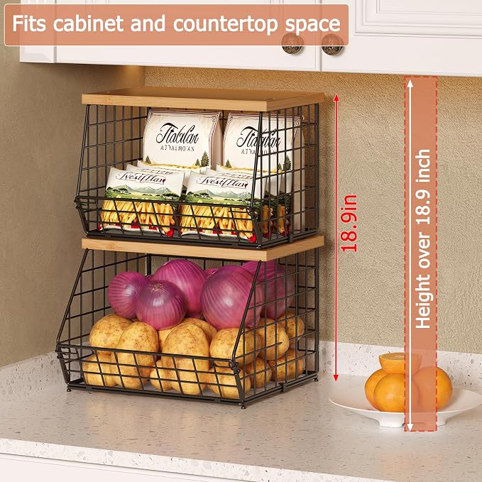 2 Set Stackable Wire Basket - Image 3