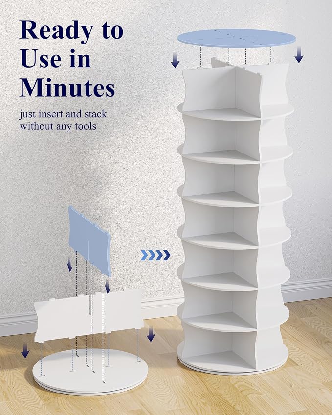 Kitsure Shoe Rack for Ehtryway, 7-Tier Rotating Shoe Rack Tower, 360° Revolving - Image 9