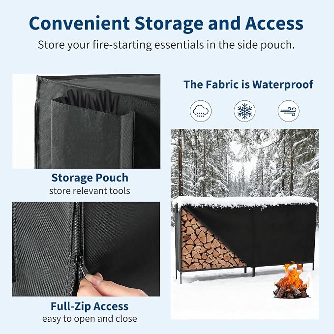 DUMOS 8FT Heavy Duty Firewood Storage Rack, Heavy Duty Firewood Log Racks - Image 4