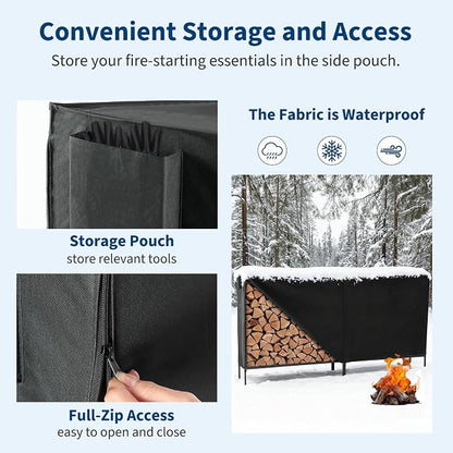 DUMOS 8FT Heavy Duty Firewood Storage Rack, Heavy Duty Firewood Log Racks - Image 4