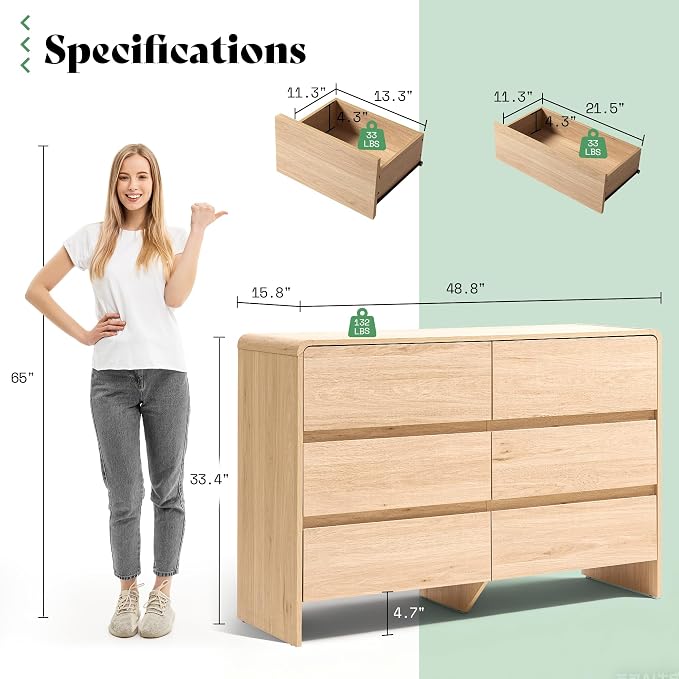 AMERLIFE Drawer Dresser for livingroom, Modern Chest of Storage Drawers - Image 3