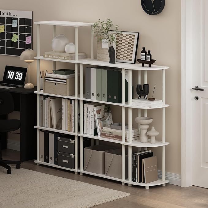 Furinno Turn-N-Tube Corner Shelf, 4-Tier Corner Bookshelf, Display Storage - Image 2