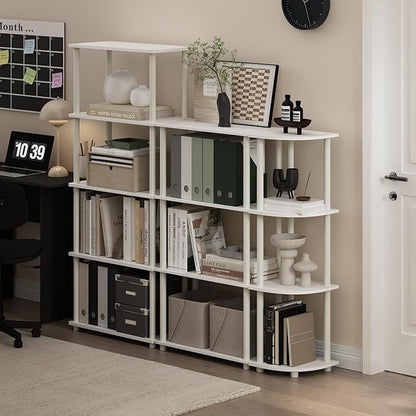 Furinno Turn-N-Tube Corner Shelf, 4-Tier Corner Bookshelf, Display Storage - Image 2