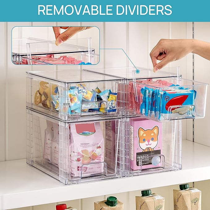 Vtopmart 6 Pack Clear Stackable Storage Drawers, Plastic Drawers - Image 6
