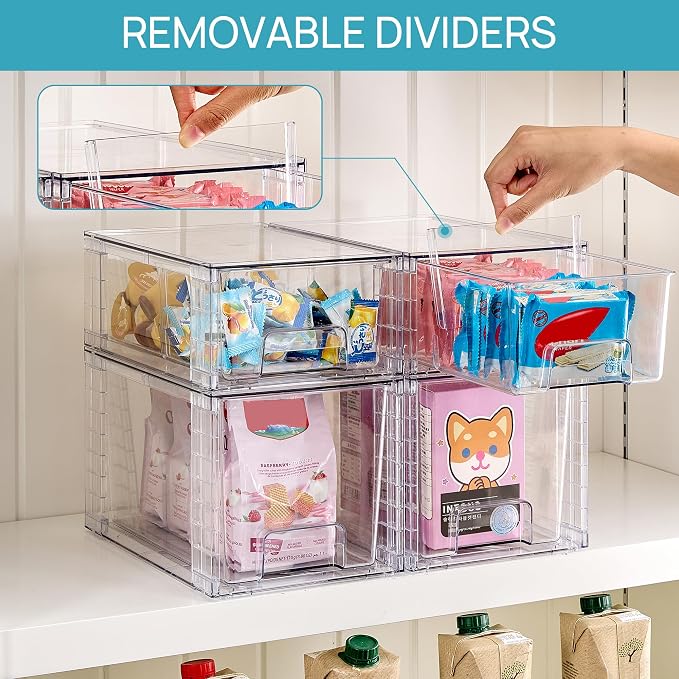 Vtopmart 8 Pack Clear Stackable Storage Drawers, Plastic Drawers - Image 6