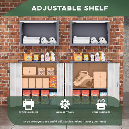 Greenvelly Metal Storage Cabinet, Lockable Storage Cabinets - Image 3