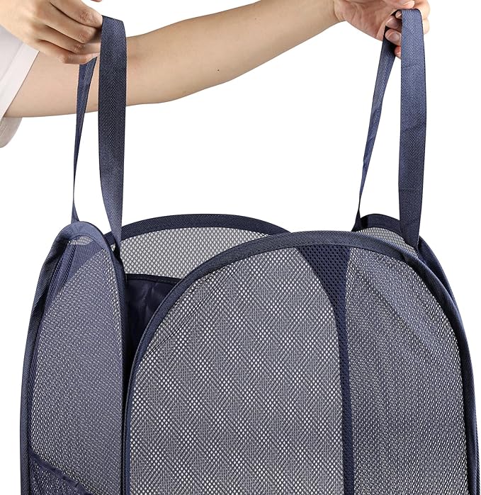 4Pcs Pop Up Laundry Basket Set，Collapsible Pop Up Hamper in 4 Colors, Mesh - Image 4