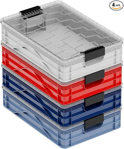 SIDIO Quarter Crate 4 Pack of Stackable Storage Bins by Sidio