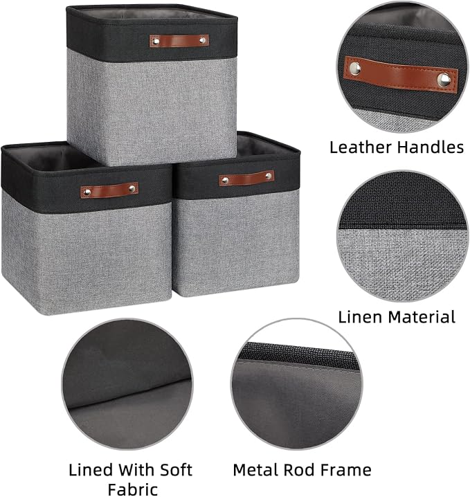 HNZIGE Storage Foldable Baskets Cubes Set Fabric Bins - Image 6