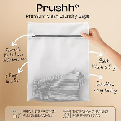 3Pc Spacious Durable Mesh Laundry Bags Protects Delicates, Fine Mesh - Image 9