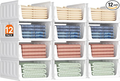Lifewit 12 Pack Stackable Closet Organizers and Storage Basket by Lifewit