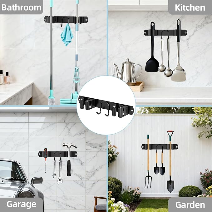 Broom Holder Wall Mount, Stainless Steel Mop and Broom Organizer, Broom Hanger - Image 8