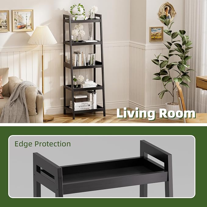 Bookshelf, 5 Tier Ladder Bookcase - Image 6