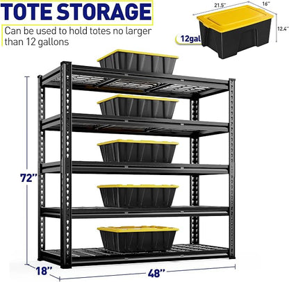 REIBII 48" W Garage Shelving, 5-Tier Storage Shelves Load 3030LBS, Adjustable - Image 3