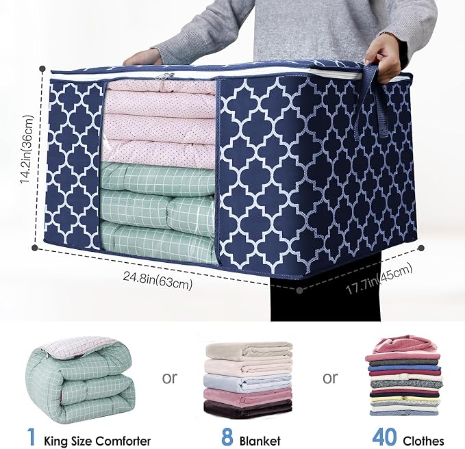 WISELIFE Storage Bags, Large Blanket Clothes Organization and Storage Containers - Image 2