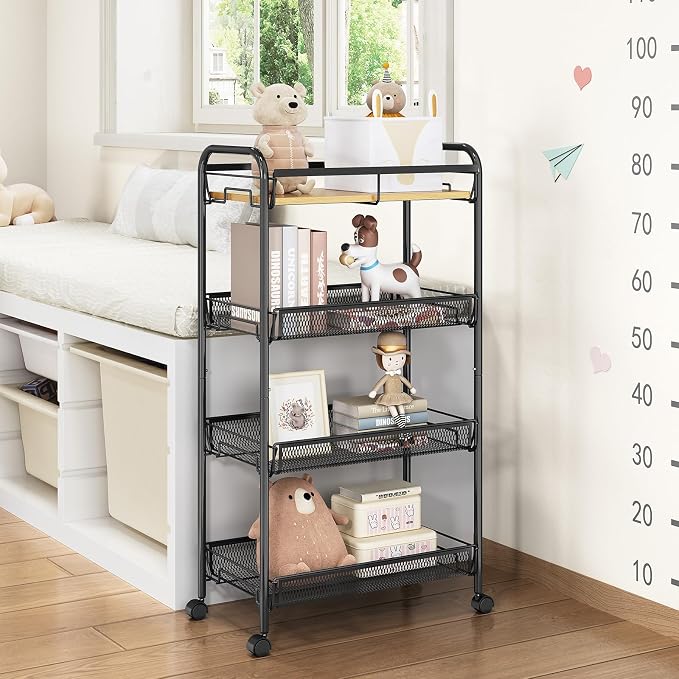 TOOLF 4-Tier Rolling Cart, Metal Utility Cart, Slide Out Storage Cart - Image 7
