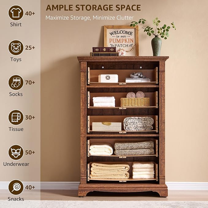 T4TREAM Farmhouse 5 Drawer Dresser - Image 4