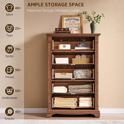 T4TREAM Farmhouse 5 Drawer Dresser - Image 4