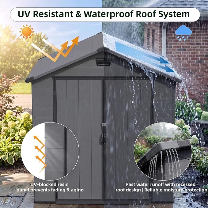 Patiowell 6X6 FT Plastic Outdoor Storage Shed - Image 7