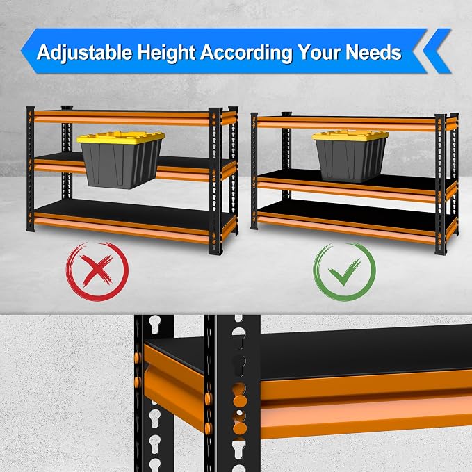 48" W Garage Shelving Heavy Duty, 1500LBS Loads Adjustable Garage Storage - Image 5
