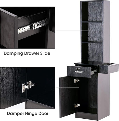 BarberPub Wall Mount Barber Station Hair Styling Drawer Storage Beauty Salon - Image 4