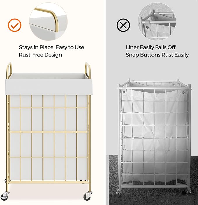Laundry Hamper with Wheels, 90L Laundry Basket with Handle, Laundry Sorter with - Image 3
