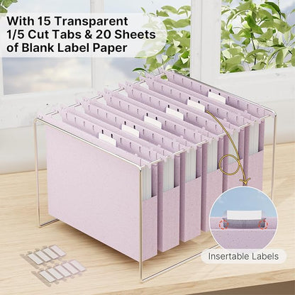 Letter Size Hanging File Folder Extra Capacity, Heavy Duty 1'' Expansion - Image 5