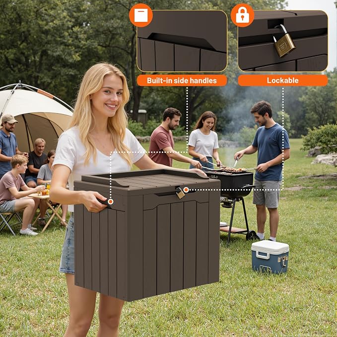 32 Gallon Deck Box Outdoor Indoor Waterproof Storage Box - Image 5