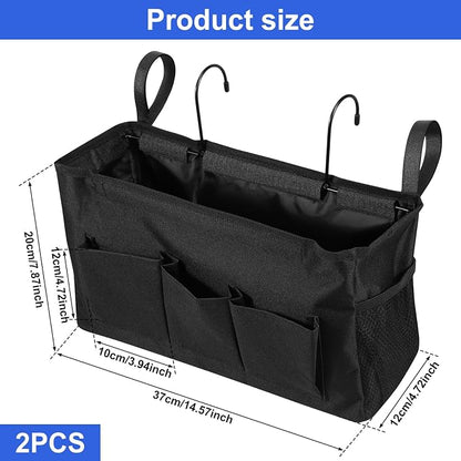2Pcs Bedside Caddy Oxford Cloth Bedside Storage Organizer Large Capacity - Image 3
