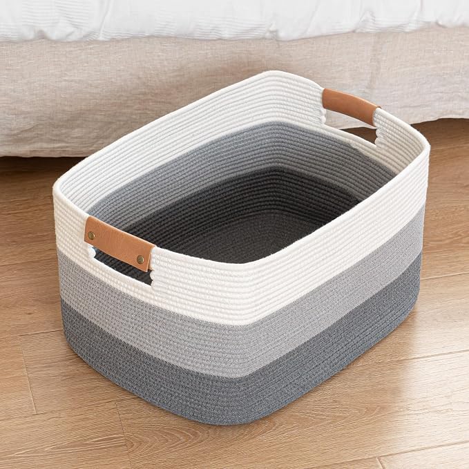danpinera Rectangle Blanket Storage Basket, 50L Large Decorative Basket Living - Image 9