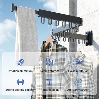HEILAIYI Clothes Drying Rack, Laundry Drying Rack, Wall Mounted Clothes Rack - Image 3