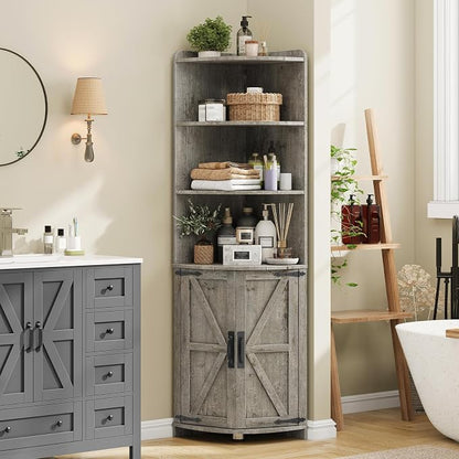 Vabches Tall Corner Cabinet, Farmhouse Corner Storage Shelf by Vabches