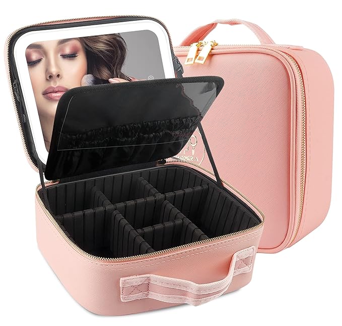 MOMIRA Makeup Train Case with Light & Mirror Large Cosmetic Organizer with by MOMIRA